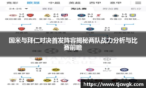 国米与拜仁对决首发阵容揭秘两队战力分析与比赛前瞻